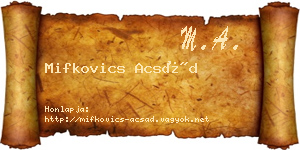 Mifkovics Acsád névjegykártya